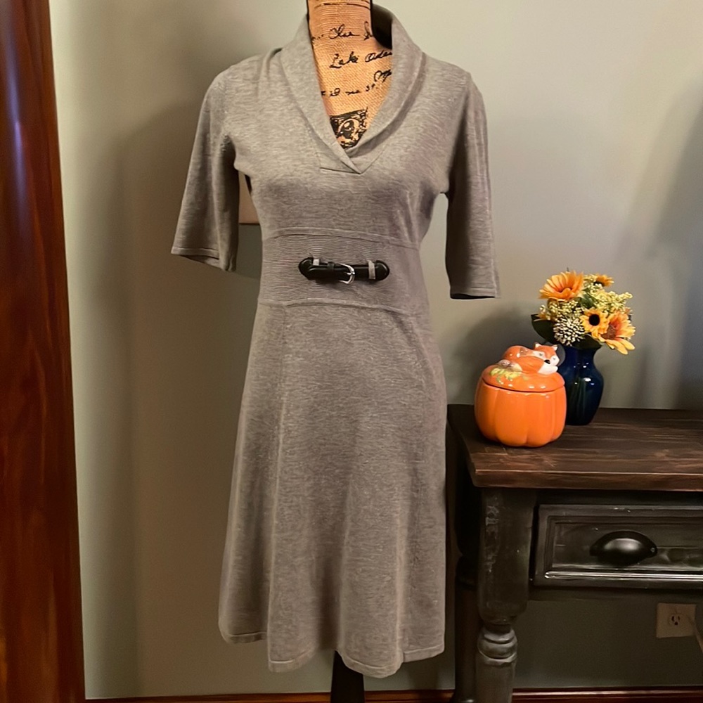 Calvin Klein gray sweater dress, size P.